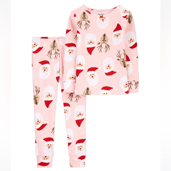 Carter's | Pink Santa Reindeer Long-Sleeve Pajama Set